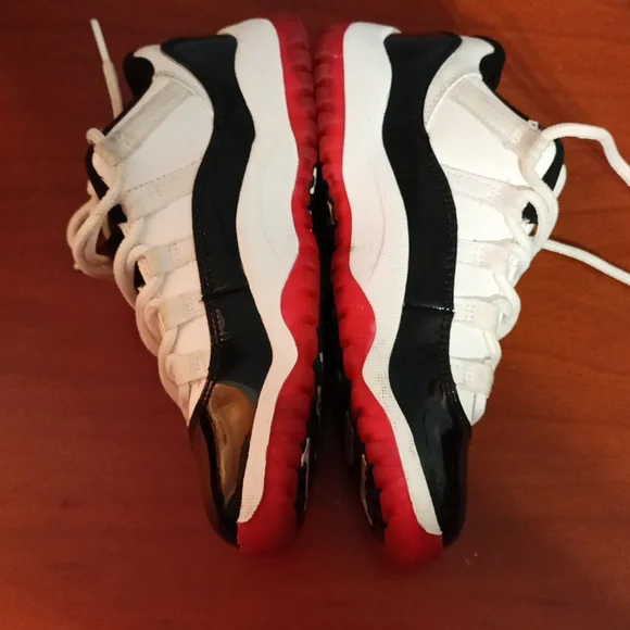 Jordan little boys size 13 white, black with red soles and tips sneakers